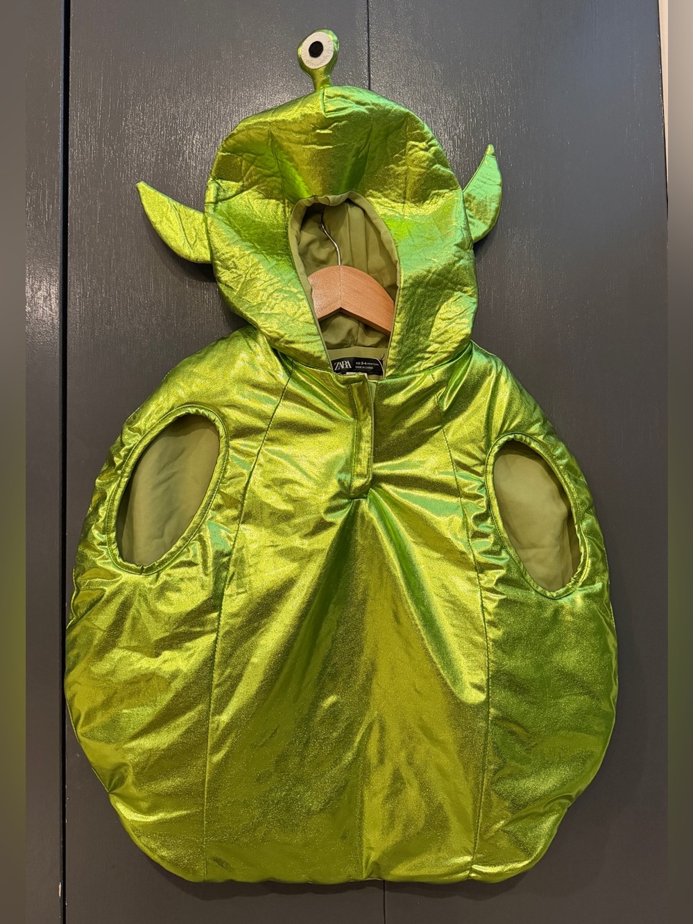 ZARA Lime Green Shiny Alien Hooded Costume
